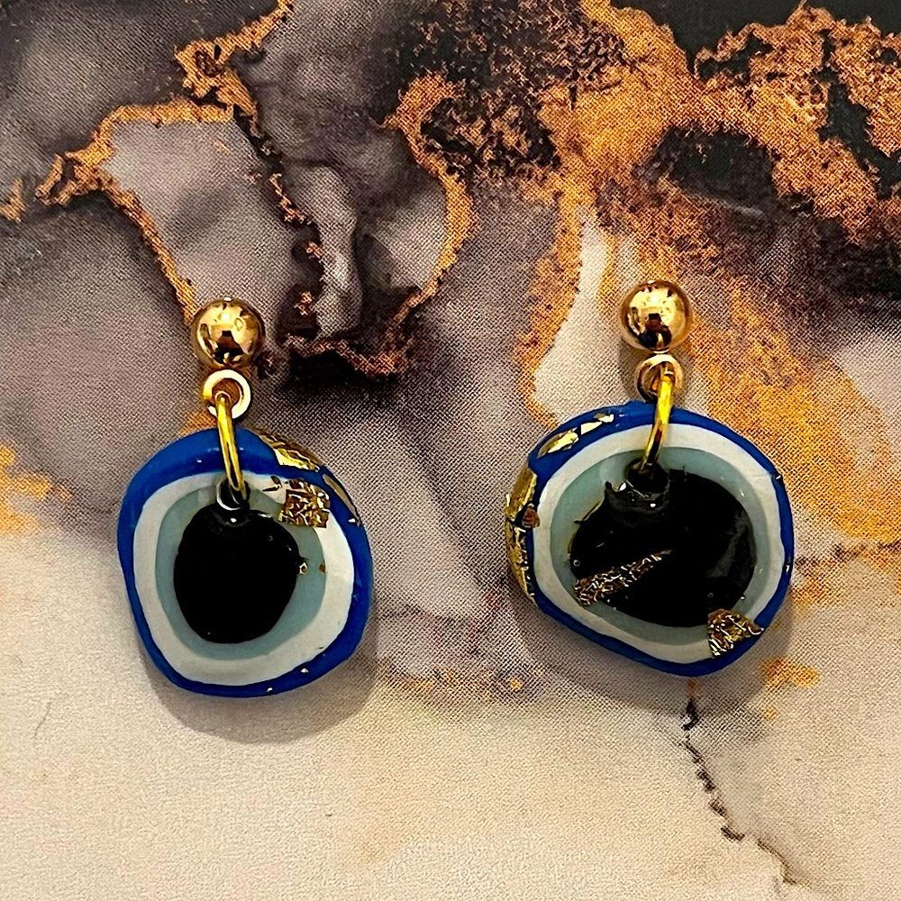 NEW Evil Eye Polymer Clay Stud Dangle Earrings